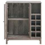 Cheyenne Weathered Acacia 2-Door Wine Cabinet with Stemware Rack by Coaster at Eve Furniture