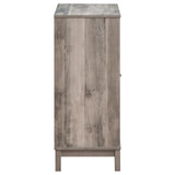 Cheyenne Weathered Acacia 2-Door Wine Cabinet with Stemware Rack by Coaster at Eve Furniture