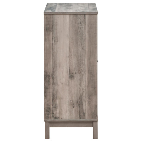Cheyenne Weathered Acacia 2-Door Wine Cabinet with Stemware Rack by Coaster at Eve Furniture