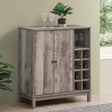 Cheyenne Weathered Acacia 2-Door Wine Cabinet with Stemware Rack by Coaster at Eve Furniture
