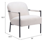 Chicago Ivory Accent Chair by Zuomod at Eve Furniture