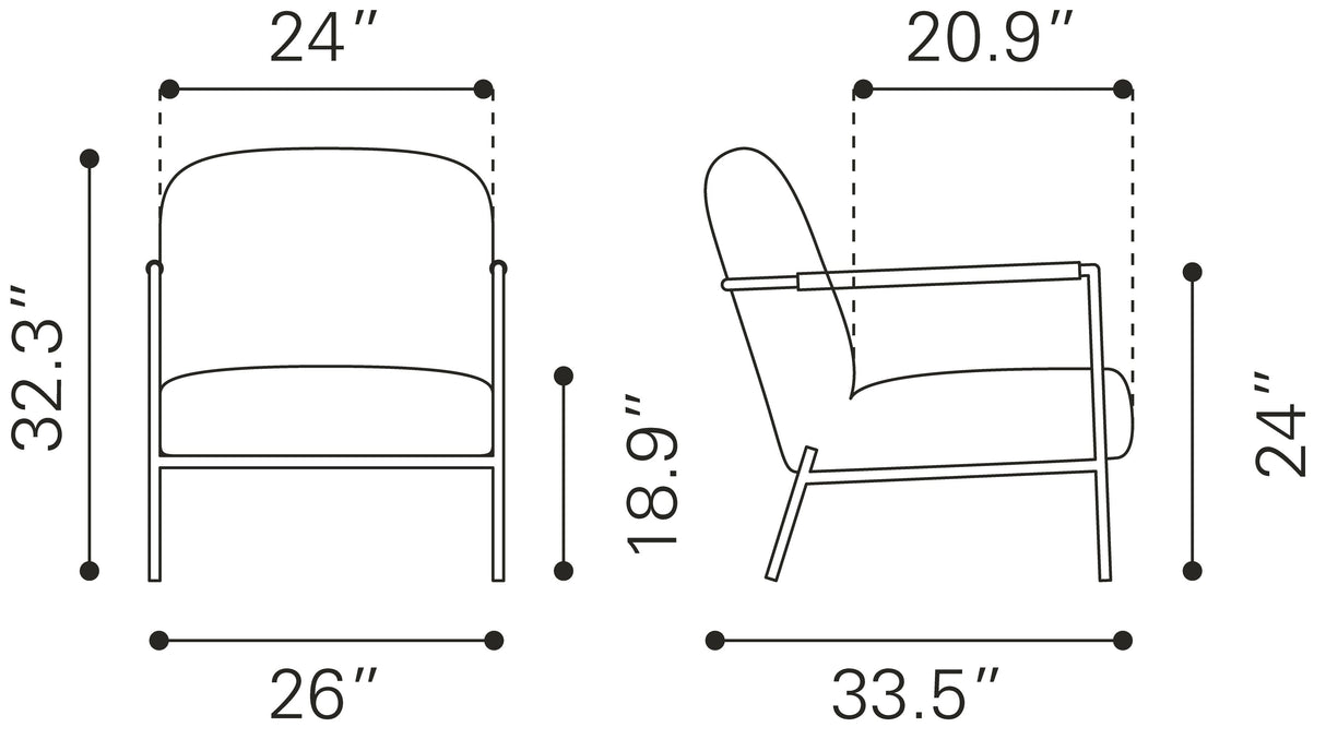 Chicago Ivory Accent Chair by Zuomod at Eve Furniture