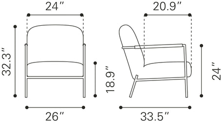 Chicago Ivory Accent Chair by Zuomod at Eve Furniture