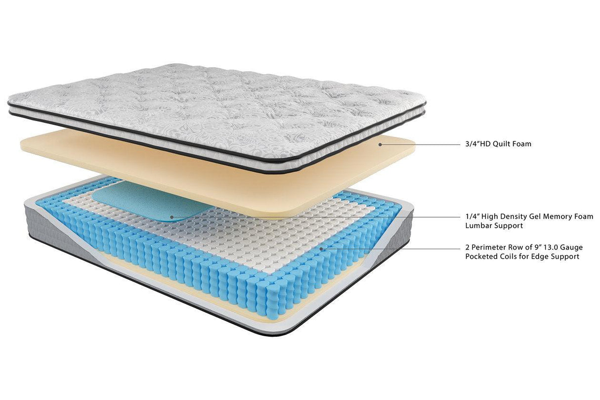 Chime 10 Inch Hybrid White Twin Mattress in a Box by Ashley at Eve Furniture