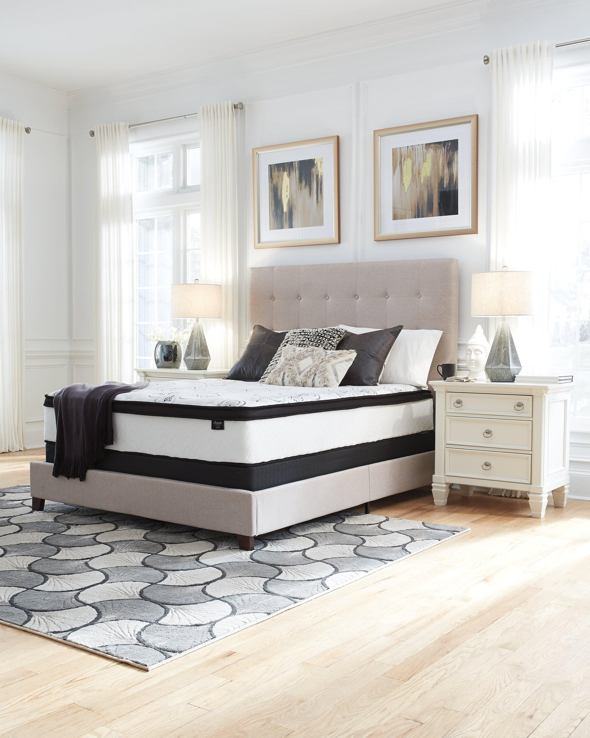 Chime 12 Inch Hybrid White California King Mattress in a Box by Ashley at Eve Furniture