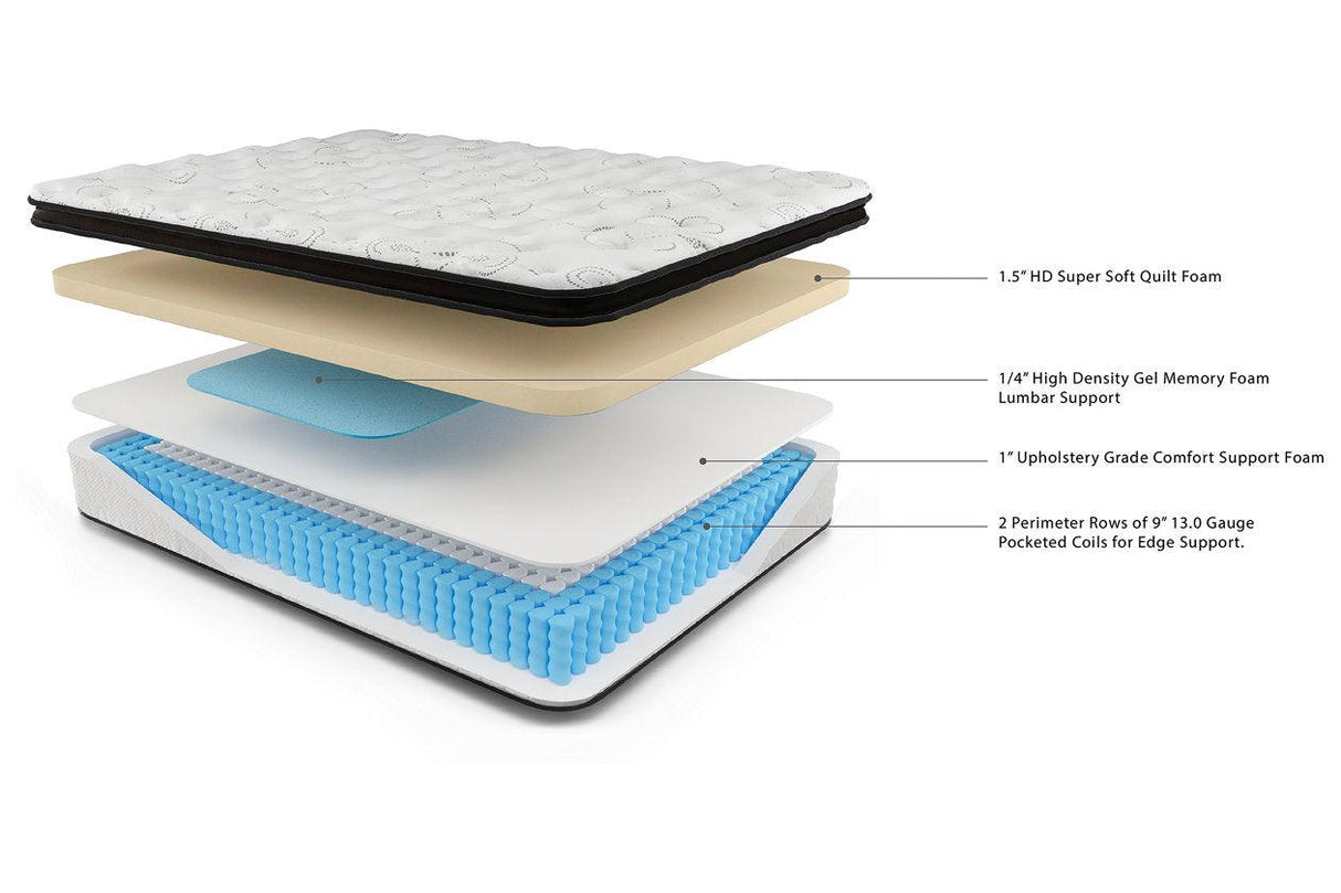 Chime 12 Inch Hybrid White Queen Mattress in a Box by Ashley at Eve Furniture