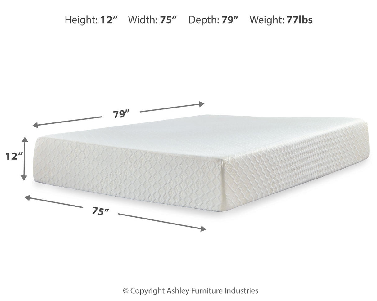 Chime 12 Inch Memory Foam White California King Mattress in a Box by ASHLEY FURNITURE at Eve Furniture