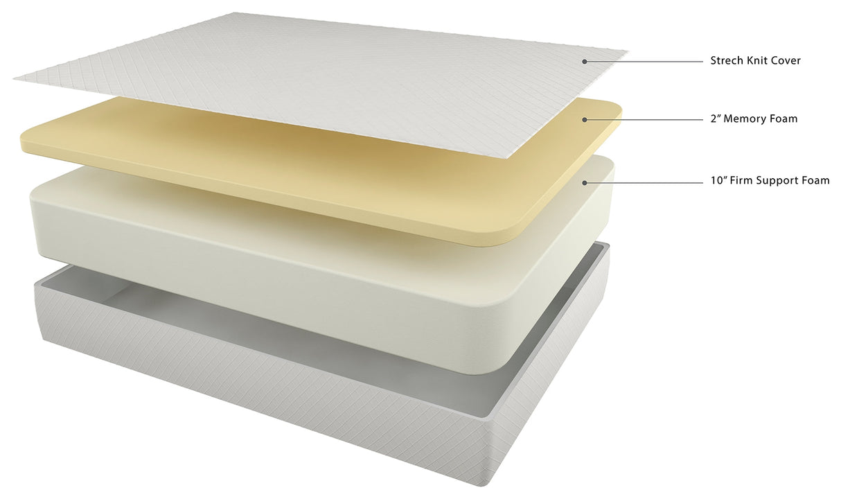 Chime 12 Inch Memory Foam White California King Mattress in a Box