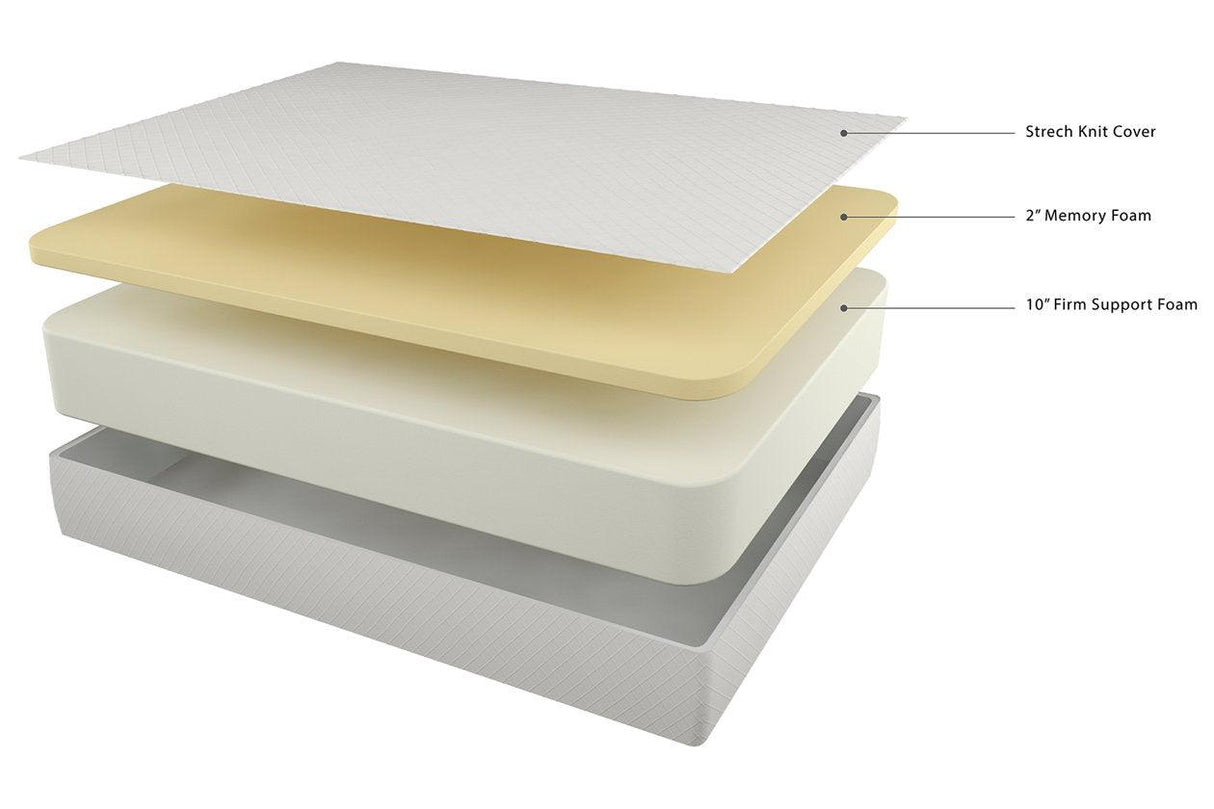 Chime 12 Inch Memory Foam White Queen Mattress in a Box by Ashley at Eve Furniture
