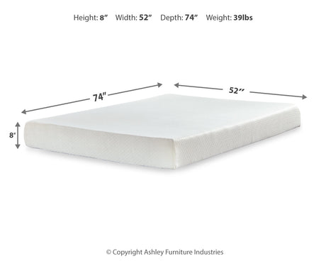 Chime 8 Inch Memory Foam White Full Mattress in a Box by Ashley at Eve Furniture
