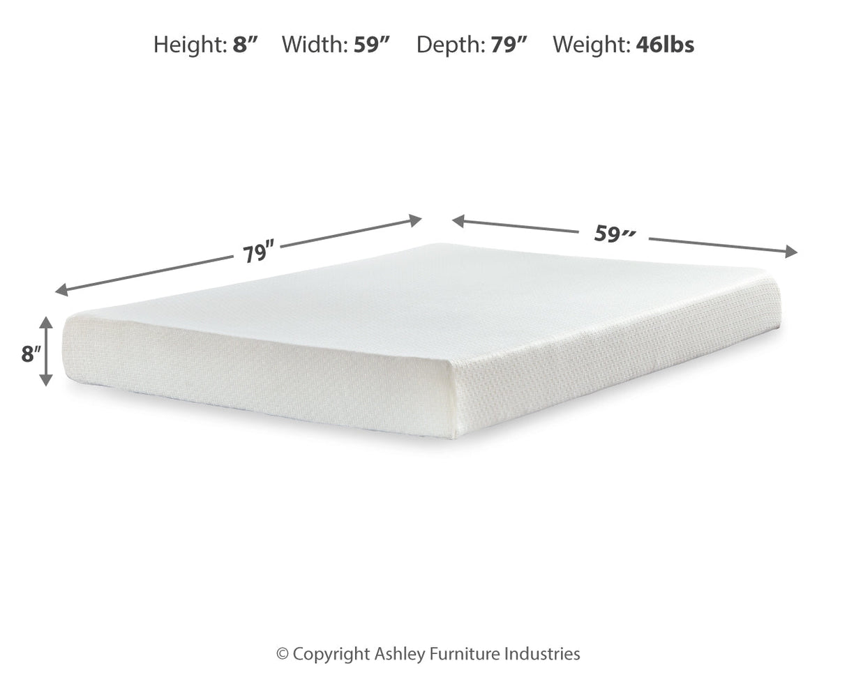 Chime 8 Inch Memory Foam White Queen Mattress in a Box by Ashley at Eve Furniture