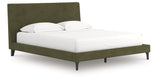 Chirason Sage Green California King Upholstered Bed with Roll Slats by Ashley at Eve Furniture