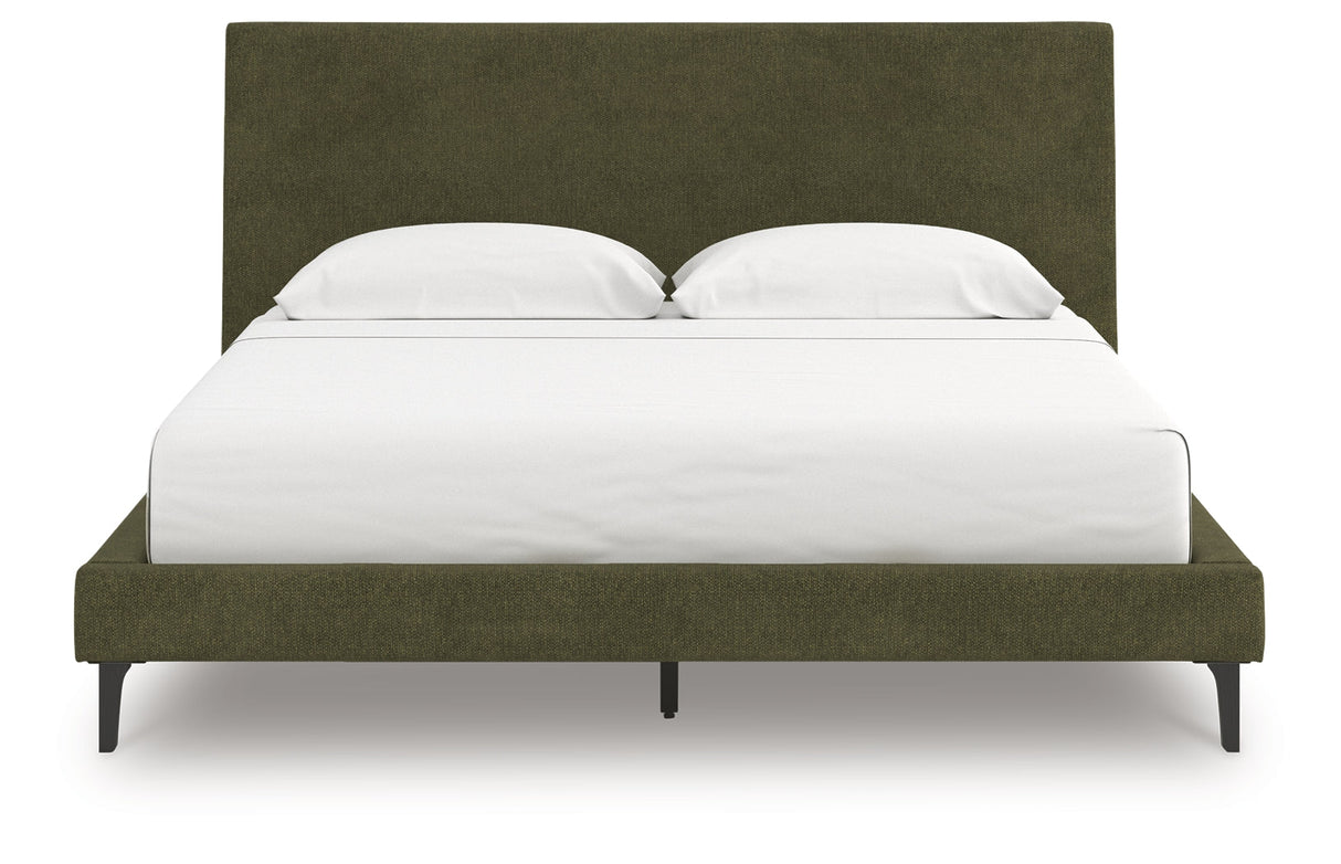 Chirason Sage Green California King Upholstered Bed with Roll Slats by Ashley at Eve Furniture