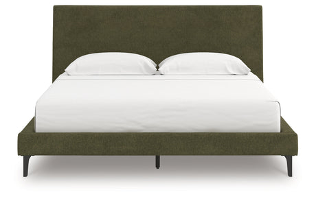 Chirason Sage Green California King Upholstered Bed with Roll Slats by Ashley at Eve Furniture