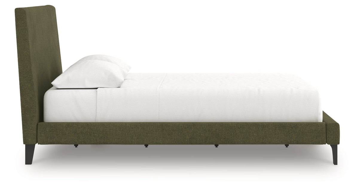 Chirason Sage Green California King Upholstered Bed with Roll Slats by Ashley at Eve Furniture