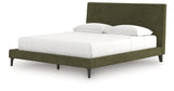 Chirason Sage Green California King Upholstered Bed with Roll Slats by Ashley at Eve Furniture