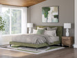 Chirason Sage Green California King Upholstered Bed with Roll Slats by Ashley at Eve Furniture