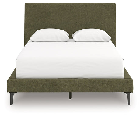 Chirason Sage Green Full Upholstered Bed with Roll Slats by Ashley at Eve Furniture