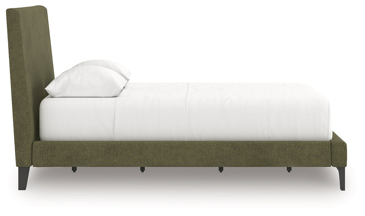 Chirason Sage Green Full Upholstered Bed with Roll Slats by Ashley at Eve Furniture