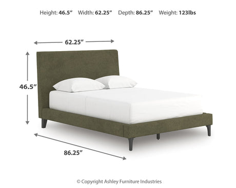 Chirason Sage Green Full Upholstered Bed with Roll Slats by Ashley at Eve Furniture