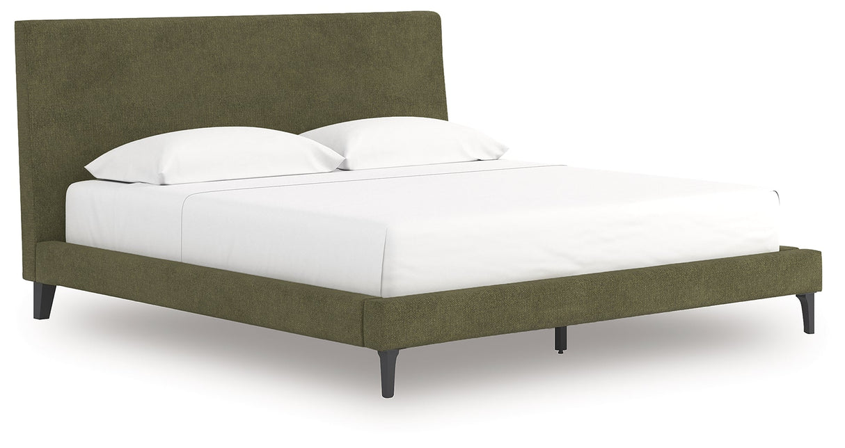 Chirason Sage Green King Upholstered Bed with Roll Slats by Ashley at Eve Furniture