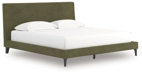 Chirason Sage Green King Upholstered Bed with Roll Slats by Ashley at Eve Furniture