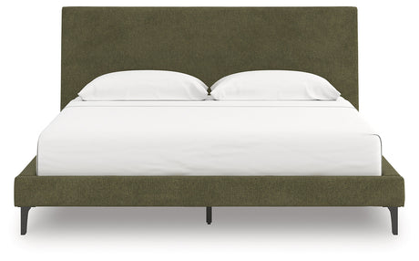 Chirason Sage Green King Upholstered Bed with Roll Slats by Ashley at Eve Furniture