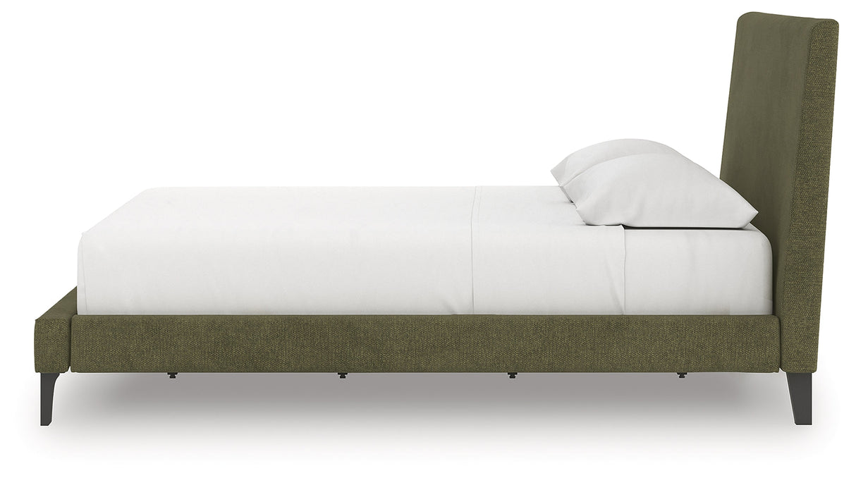 Chirason Sage Green King Upholstered Bed with Roll Slats by Ashley at Eve Furniture