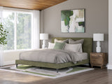 Chirason Sage Green King Upholstered Bed with Roll Slats by Ashley at Eve Furniture