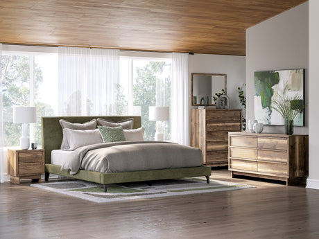 Chirason Sage Green Upholstered Bedroom Set by Ashley at Eve Furniture