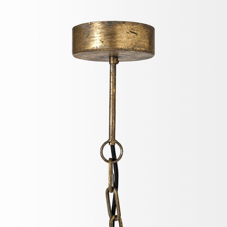 Chiron II Gold Metal Globe Six Bulb Chandelier by Mercana at Eve Furniture