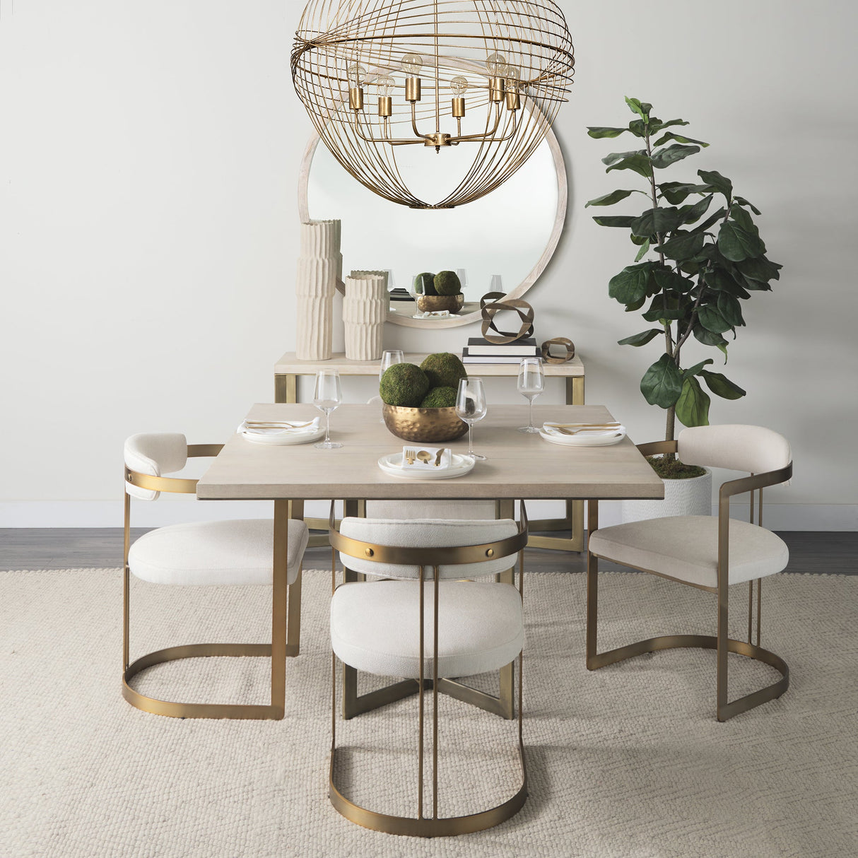 Chiron II Gold Metal Globe Six Bulb Chandelier by Mercana at Eve Furniture