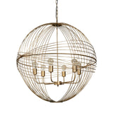 Chiron II Gold Metal Globe Six Bulb Chandelier by Mercana at Eve Furniture