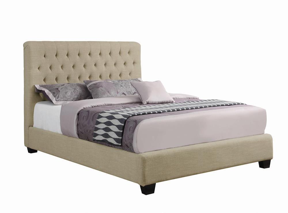 Chloe Oatmeal Tufted Upholstered Queen Bed by Coaster at Eve Furniture