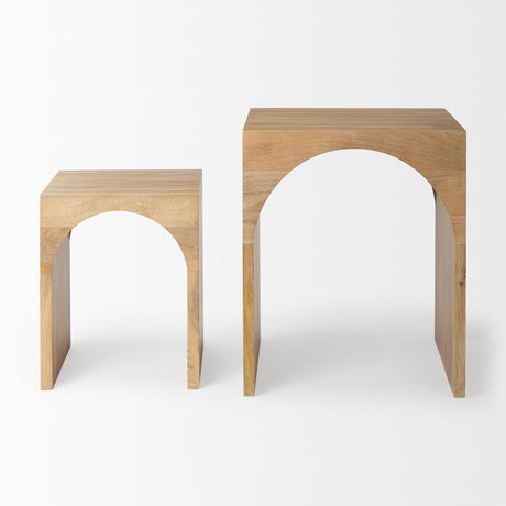 Chloe Set of 2 Cottage Wood Nesting Accent Tables by Mercana at Eve Furniture