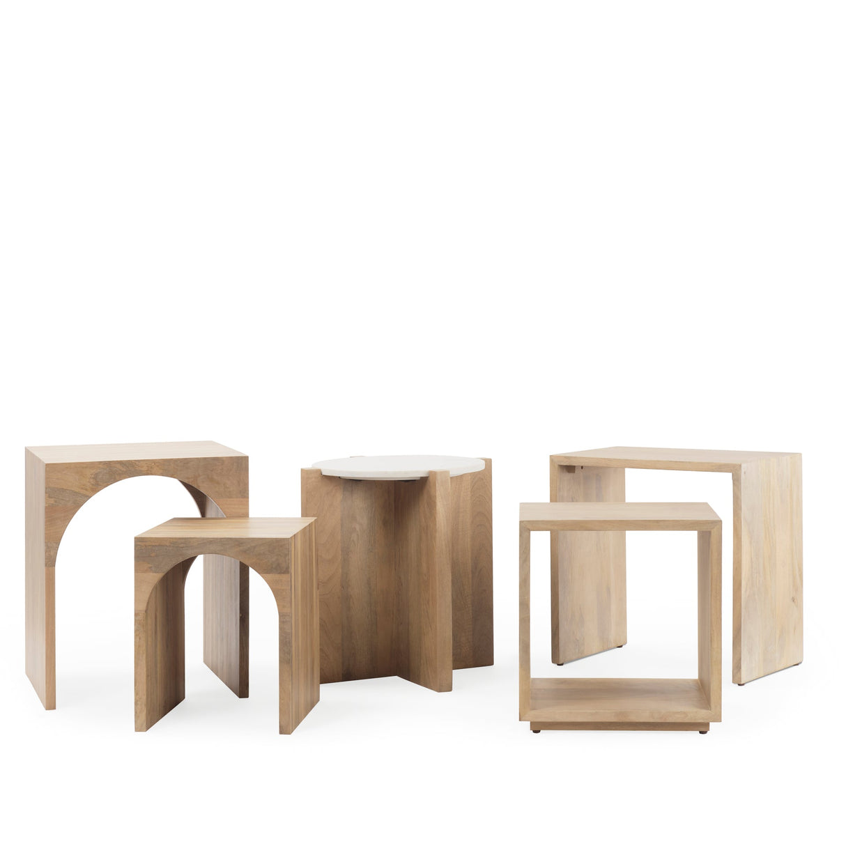 Chloe Set of 2 Cottage Wood Nesting Accent Tables by Mercana at Eve Furniture