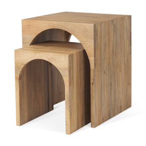 Chloe Set of 2 Cottage Wood Nesting Accent Tables by Mercana at Eve Furniture