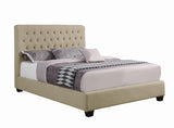 Chloe Tufted Upholstered California King Bed Oatmeal by Coaster at Eve Furniture