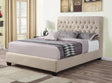 Chloe Tufted Upholstered California King Bed Oatmeal by Coaster at Eve Furniture
