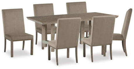 Chrestner Gray Dining Table with 6 Chairs by Ashley at Eve Furniture