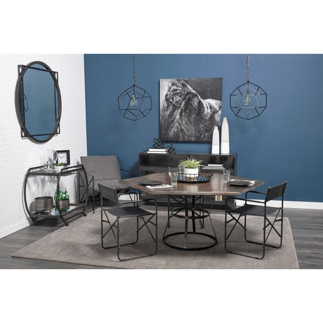Chriselle Black Metal And Glass Two Tier Bar Cart by Mercana at Eve Furniture