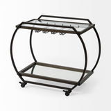 Chriselle Black Metal And Glass Two Tier Bar Cart by Mercana at Eve Furniture