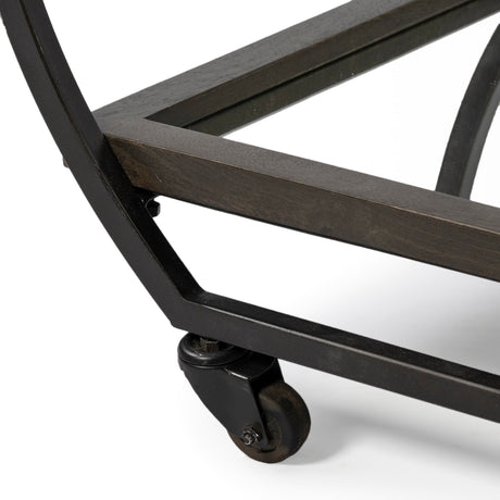 Chriselle Black Metal And Glass Two Tier Bar Cart by Mercana at Eve Furniture