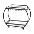 Chriselle Black Metal And Glass Two Tier Bar Cart by Mercana at Eve Furniture
