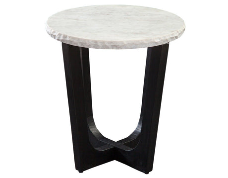 Chrissy 20″ Round White Marble End Table by Steve Silver - Eve Furniture