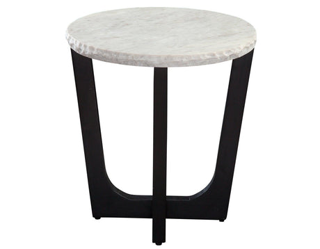 Chrissy 20″ Round White Marble End Table by Steve Silver - Eve Furniture