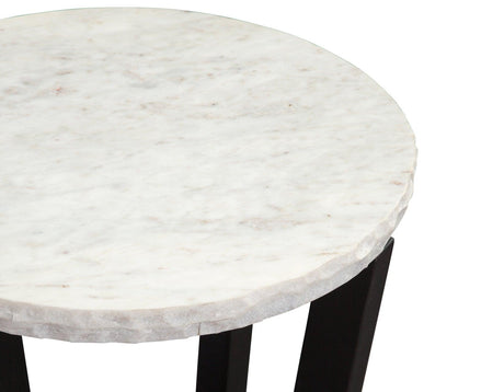 Chrissy 20″ Round White Marble End Table by Steve Silver at Eve Furniture