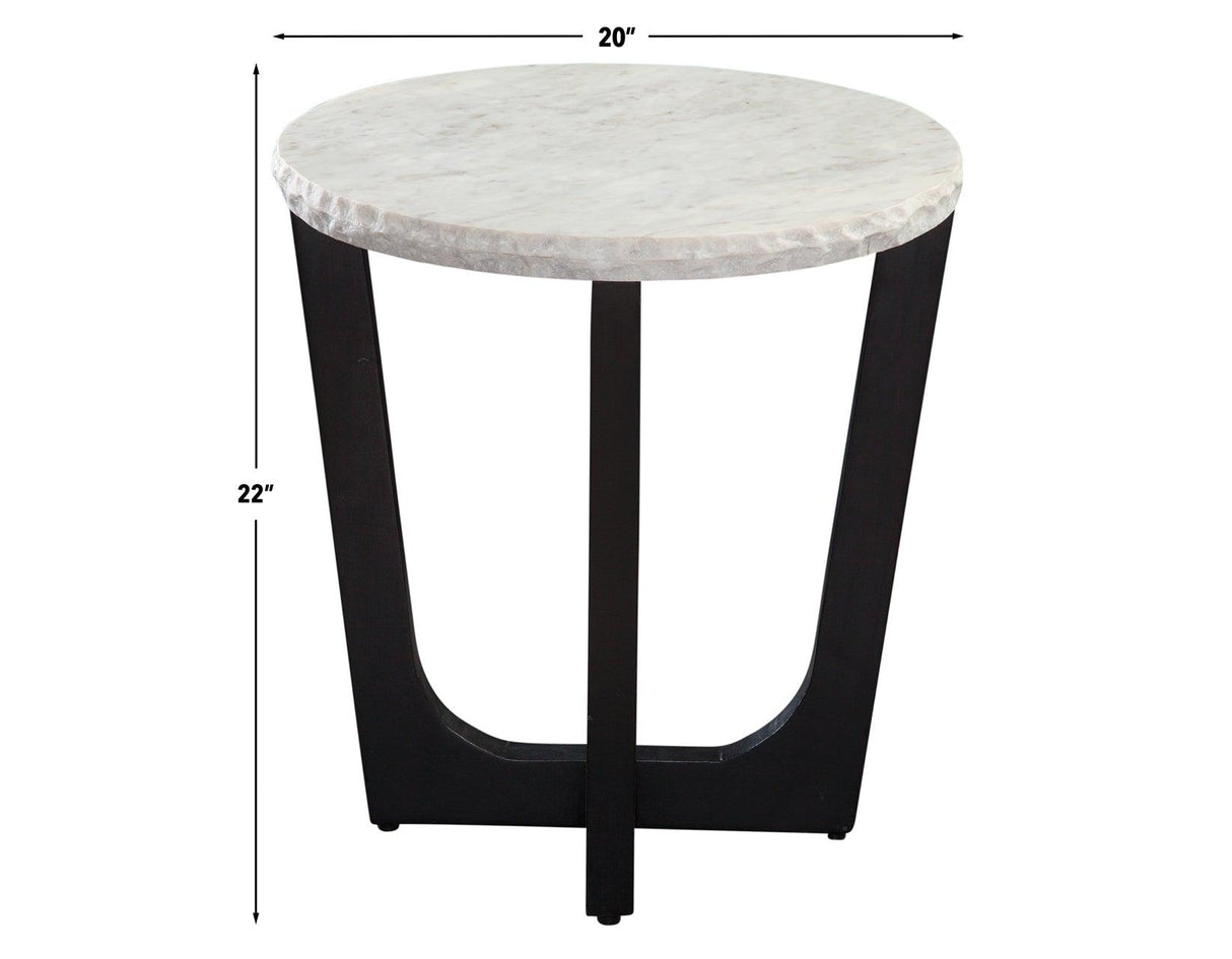 Chrissy 20″ Round White Marble End Table by Steve Silver at Eve Furniture