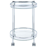 Chrissy Chrome Round Glass Bar Cart by Coaster at Eve Furniture