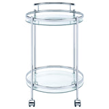 Chrissy Chrome Round Glass Bar Cart by Coaster at Eve Furniture